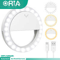 ORIA 40 LEDs Selfie Ring Light Clip-on Photography Video Light for Vlog Tiktok Rechargeable Circle Light for Smartphone Laptop(Long Battery Life /1m USB Cable)