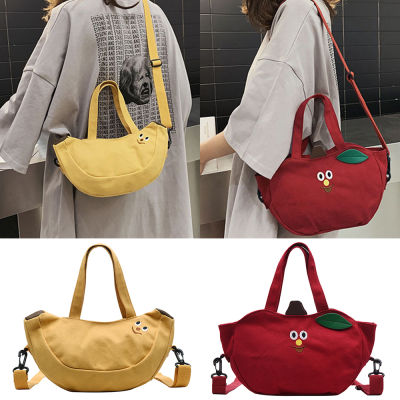 Women Mini Handbag Fruit Embroidered Bag Banana Canvas Bag Purse Cartoon Canvas Bag Fruit Tote Bag Canvas Bag