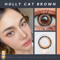 ✅คอนแทคเลนส์ สายตา✅?ขนาดบิ๊กอายโต?เลนส์กรองแสง UV? Montra Holly cat Pony Gray  Brown แถมตลับ รายเดือน DIA14.5mm