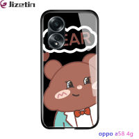 Jizetin OPPO A58 4G เคสฝาหลังลายการ์ตูนหมีน้อยน่ารักดีไซน์สำหรับงานปาร์ตี้เคสมันวาวกันกระแทก