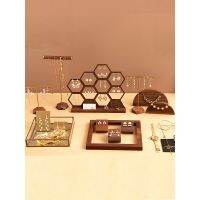 [COD] Jewelry display stand European-style commercial creative walnut earrings necklace shelf storage