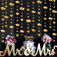 (TEX)Glitter Gold Heart Love Shape Garlands Decoration Wall Hanging Banner For Wedding Birthday Bridal Shower Engagement Bachelorette