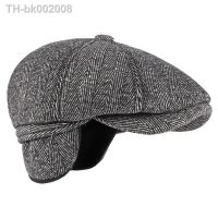 ♣✾☸ HT3336 Autumn Winter Cap Hat Thick Warm Men Beret Cap Male Vintage Wool Beret Hat Dad Grandfather Ivy Octagonal Newsboy Flat Cap