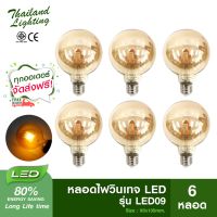 [ 6 หลอด ] หลอดไฟวินเทจ Vintage LED 4W แก้วสีชา ขั้ว E27 รุ่น LED09