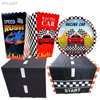 Racing Car Party Decorations Paper Plates Popcorn Boxes Disposable Tablecloth Racing Car Theme Birthday Party Supplies
