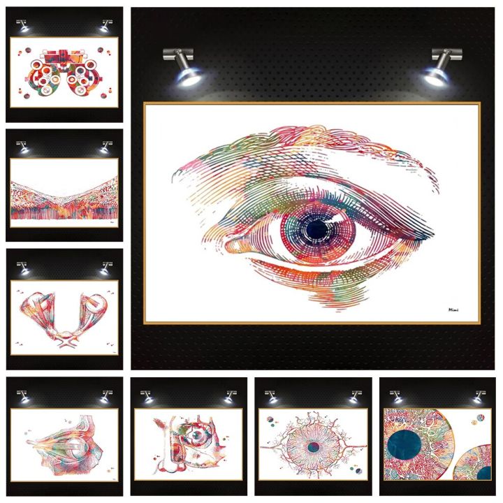 nordic-สีน้ำ-eye-จักษุวิทยาโปสเตอร์-retina-iris-โครงสร้าง-anatomy-ภาพวาดผ้าใบภาพผนัง-clinic-ตกแต่งบ้าน-new