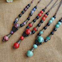 【HOT】❈ Ethnic style ceramic bead Sweater chain pendant necklace N263