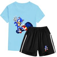 ใหม่ Sonic การ์ตูนเด็กเสื้อผ้าเด็กเสื้อยืดกางเกงขาสั้น 2 ชิ้นชุดเสื้อผ้าเด็กชายเด็กหญิงแขนสั้น