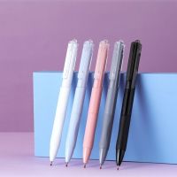 PULATO ชุดปากกาเจลแบบกดแห้งเร็วปากกาลูกลื่นเซ็นชื่อหมึกดำ5ชิ้น/กล่องเครื่องเขียนปากกาเจลปลายปากกา