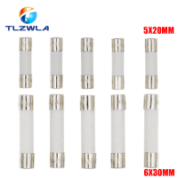 10PCS 5X20MM 6X30MM Fast Blow ฟิวส์เซรามิค 5*20 มม.250V 0.1A 0.25A 0.5A 1A 1.5A 2A 2.5A 3A 3.15A 4A-30A Slow Break ฟิวส์หลอด-bcco889