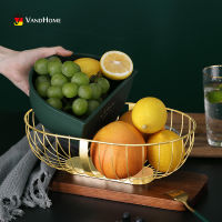 VandHome Metal Fruit Basket Bread Basket Organizer Wire Snack Bread Vegetable Storage Bowls Kitchen Eggs Dessert Holder Storage