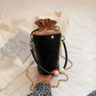 Letter Small Leather Designer Bucket Crossbody Bag For Women  Luxury Brand Female Handbag and Purses Lady Chain Shoulder Bag