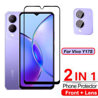 เคส2 In 1ปกป้องหน้าจอสำหรับ Vivo Y17S ปกป้องด้านหน้าสำหรับ Vivo Y27 Y 17S Y 27 VivoY17S VivoY27 4G 5G 2023ฟิล์มกระจกเทมเปอร์แบบใส9D ฟิล์มแก้วป้องกันตัวปกป้องกล้องถ่ายรูปหลัง