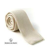 Giorgio Del Sarto Knitted Necktie Cream with Fabric Texture เนคไทไหมพรมสีครีมมีเท็กเจอร์