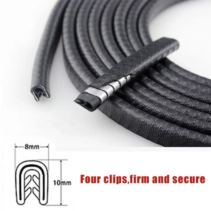 5M car door edge guard, universal soundproof weatherproof strip self-adhesive trim rubber seal protection strip, for SUV commercial vehicle 4 colors