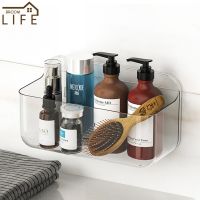 【CW】 Plastic Transparent Wall Shelf Toiletries Holder Storage Drain Basket Environmental Household Organizer