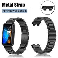 ☃✲۞ Stainless Steel Strap for Huawei Band 8 Metal Three Plants Replacement Bracelet Belt on Huawey Band8 Accessories