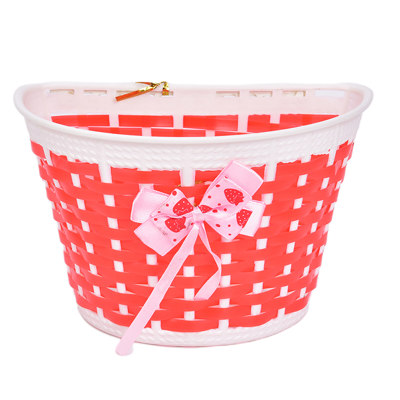 Bicycle Basket Children Bike Plastic Knitted Bow Knot Front Handmade Bag G/ 