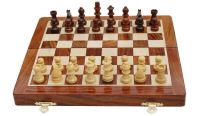 BCBESTCHESS Wooden Handcrafted Foldable Magnetic Chess Board Set with Magnetic Pieces and Extra Queens for Kids and Adults (10x10 Inches, Brown)