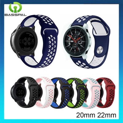 สายซิลิโคน20 22มม. สำหรับนาฬิกา Samsung แนวสปอร์ต S2 S3 Galaxy Watch Active 42มม. 46มม. Galaxy Watch 3สายนาฬิกา Huami ขนาด41มม. 45มม. สำหรับ Huawei Gt2 Gt3