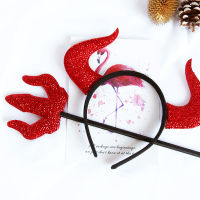 6 Pack Red Halloween Shiny Sequins Headband Head Buckle Devil Horns Set Holiday Party Decorations Toy Birthday Wedding Cosplay