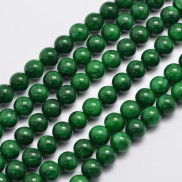 5Strand Natural Malaysia Jade Beads Strands Round Dyed Dark Green 8mm Hole