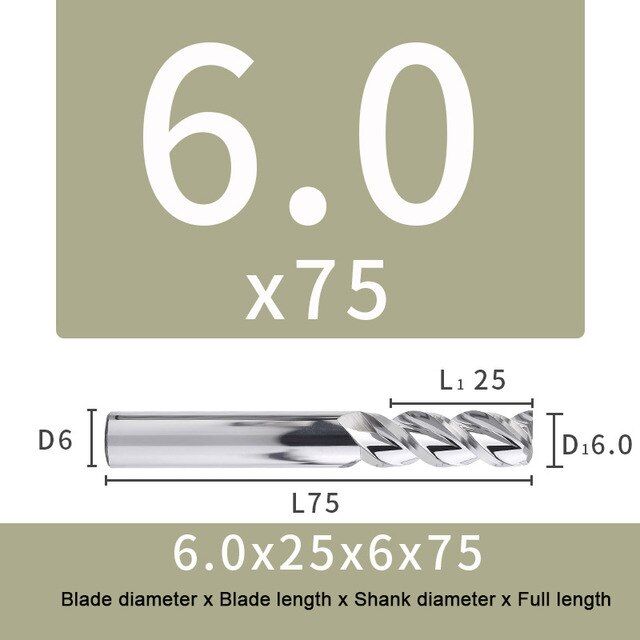 3ขลุ่ยยาวเครื่องมือกัดคาร์ไบด์ตัดกัดทังสเตน-end-mill-cnc-hrc55สำหรับอลูมิเนียมอะคริลิไม้ทองแดง75-150-200มิลลิเมตร