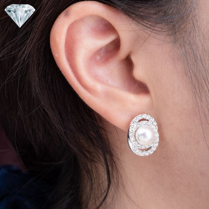 malai-gems-ต่างหูมุก-เงินแท้-silver-925-เพชรสวิส-cz-เคลือบทองคำขาว-รุ่น-11010159-แถมกล่อง-ต่างหูเพชร-ต่างหูเงินแท้