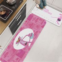 【PPQ Home Life Museum】 Pink Panther พิมพ์ Flannel พรมปูพื้นห้องอาบน้ำ Decor พรมกันลื่นสำหรับห้องนั่งเล่นห้องครัว Bath Mats พรมเช็ดเท้า