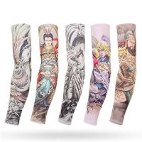 Chinese Characters Tattoo Sleeves For Men Cycling Fishing Longsleeves Sun UV Protective Women Cool Sport Summer Arm Cover Warmer Sleeves