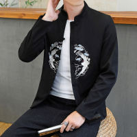 【CW】Chinese Suit Mens Casual Tang Suit Cotton and Linen Coat R Embroidery Jacket Fashion nd Lay Buddhist Top