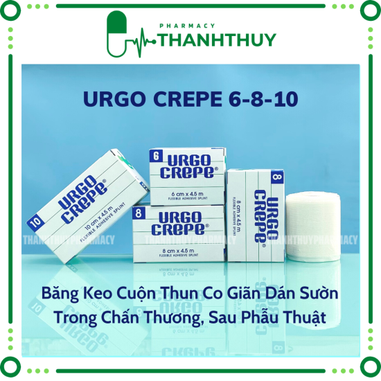 Urgo crepe 6-8-10 băng keo cuộn y tế thun co giãn dán sườn trong chấn - ảnh sản phẩm 1