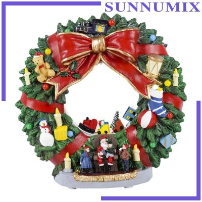 [Sunnimix] พวงหรีดคริสต์มาส ใช้แบตเตอรี่ พร้อมเพลง สีสันสดใส LED