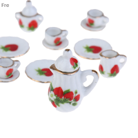 Fre 15ชิ้น/เซ็ต1:12 dollhouse Miniature Tableware Porcelain จานถ้วยเซรามิค