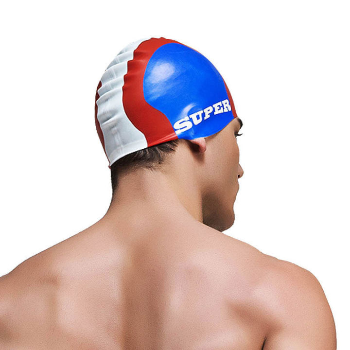 multicolor-swimming-cap-supplies-non-tight-hat-silicone-comfortable-printed-womens-new-mens