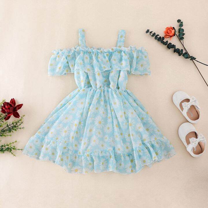 focusnorm-8-colors-summer-princess-kids-girls-dress-1-6y-flowers-printed-short-sleeve-off-shoulder-ruffles-a-line-chiffon-dress