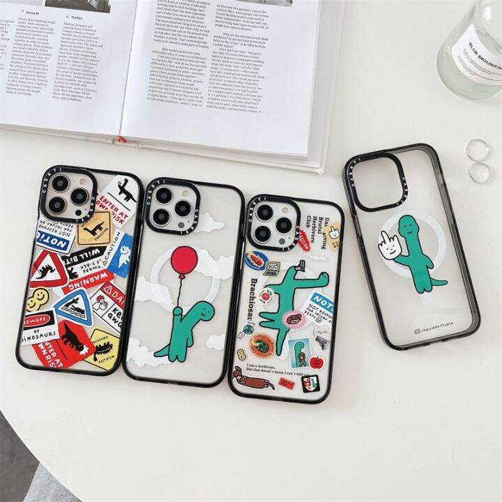 เคสแม่เหล็กติดโทรศัพท์อะคริลิก-magsafe-ลายไดโนเสาร์ขำขันสำหรับ-iphone-14-13-11-pro-max-14-pro-ฝาหลังกันตกเคส-bhk3721