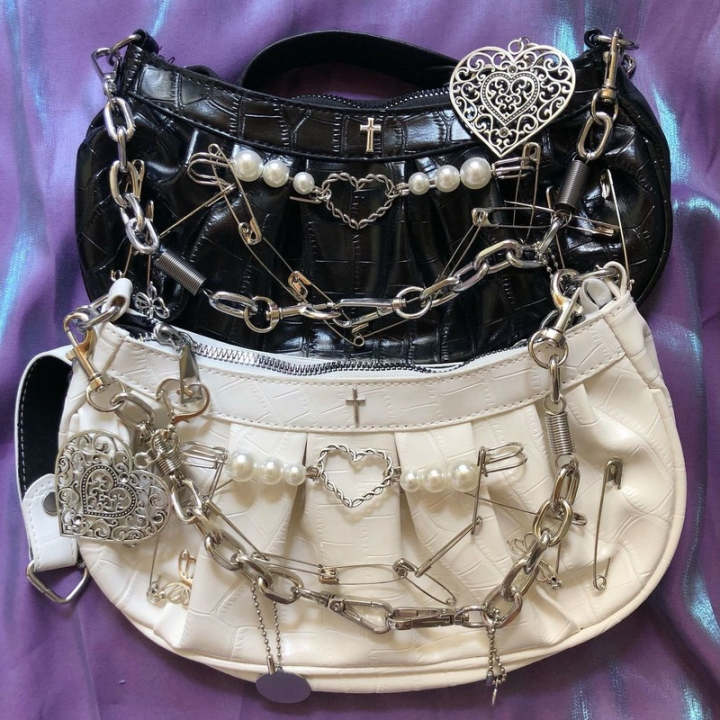 xiuya-harajuku-gothic-shoulder-bag-women-vintage-cross-clip-pearl-chain-goth-bag-pleated-dumplings-handbag-woman-clutch