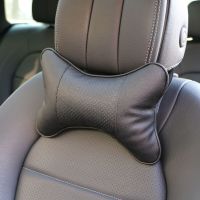 2 PCS artificial leather car pillow protection your neck/car headrest hole-digging design/auto supplies safety neck pillow Seat Cushions