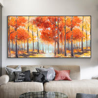 Barocco Abstract Trees With Orange Yellow Oil Painting Hand Painted Large Size Canvas Modern Wall Art For Home Decoration