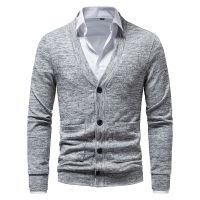 2023 Spring and Autumn Mens Cardigan Casual Trim V-neck Knit Sweater (dont Include Shirts)