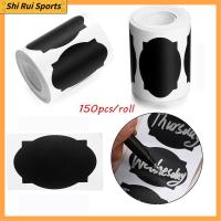 SHIRUI 150pcs/roll ครัว โคลน เครื่องเทศ กระดานดำ ปากกามาร์กเกอร์ แท็กขวด สติ๊กเกอร์ฉลาก ป้ายกระดานดำ