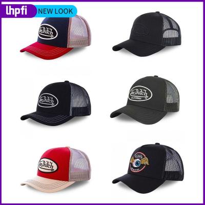 LHPFI ปรับได้ปรับได้ หมวกป้องกันแสงแดด แฟชั่นสำหรับผู้หญิง ชายหญิง หมวกเบสบอลปัก แห้งเร็วมาก หมวกตาข่าย หมวกคนขับรถบรรทุก