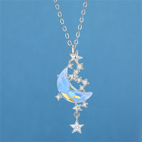 925 Sterling Silver Crystal Tassel Star Moon Charm Necklaces &amp; Pendants Choker For Women Statement 2021 New Jewelry dz085