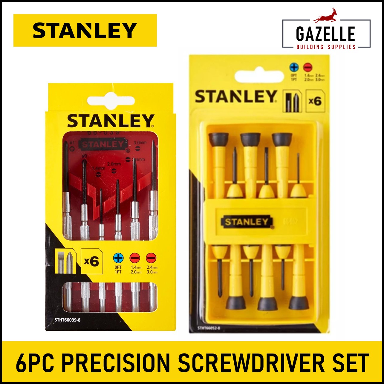 Stanley 66-052 6 Piece Precision Screwdriver Set 2 Pack 