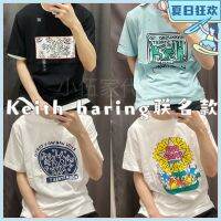 แขนสั้นโอเวอร์ไซส์NEW Stock Uniqlo Keith Haring x Tokyo Joint UT Couple Print T-shirt Short Sleeve 43753S-3XL