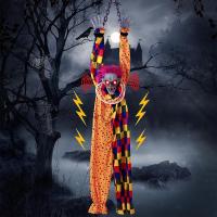 Halloween Hanging Clown 5.6 Ft Animated Talking &amp; Shaking Scary Clown with Chain, Touch Activated for Halloween Decor