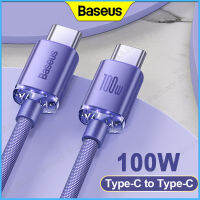 Baseus สายเคเบิลข้อมูลสายชาร์จเร็วแบบ Type-C ถึง Type-C เย็นและ100W ปลอดภัยชาร์จเร็วสำหรับโทรศัพท์และแล็ปท็อป