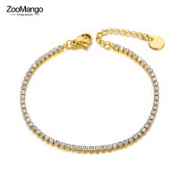 ZooMango Sparkling CZ Crystal Charm Anklets For Women Girls Stainless Steel Link Chain Bohemia Beach Foot Anklet Jewelry ZA19029