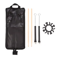 5A Wooden Drum Stick Kit with Metal Drum Brush,Drum Stick Holder Clip,Retractable Steel Wire Drum Jazz Drum Brushes